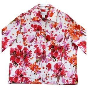 Drapers & Damons Cottagecore Floral Print Button Up Jacket Womens Size L